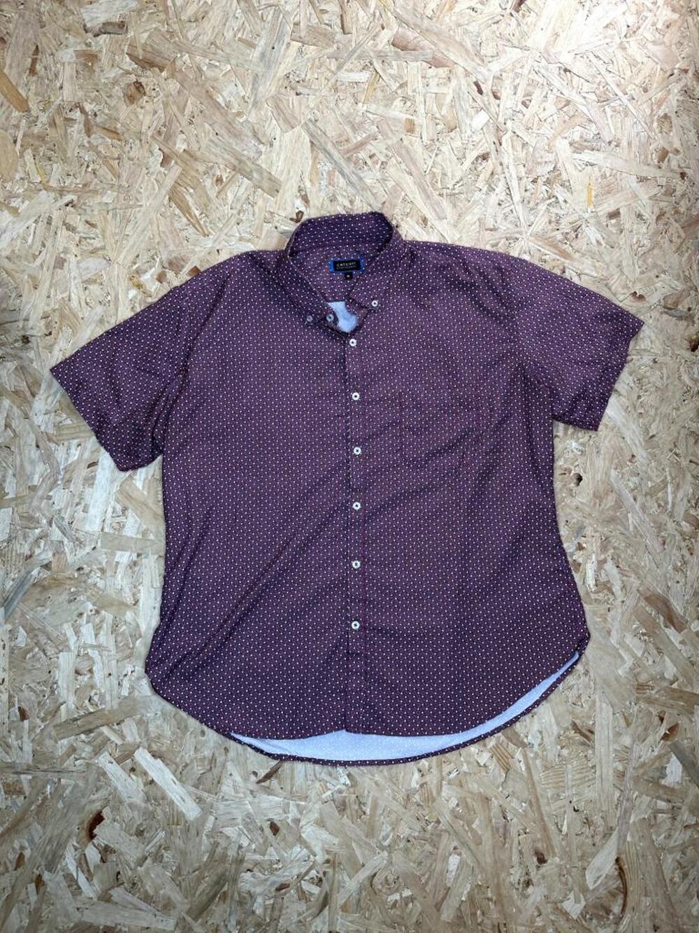Catchit Sportswear Mens XL Button Down Shirt Short Sleeve Geometric Maroon Red